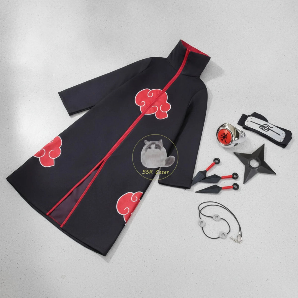 Costume Cosplay Akatsuki Itachi Uchiha - Cape & Bandeau
