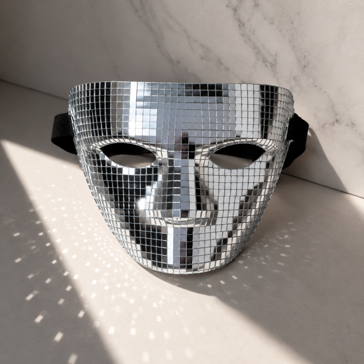 Masque Mosaïque Effet Miroir Or ou Argent – Déguisement Soirée & Fête