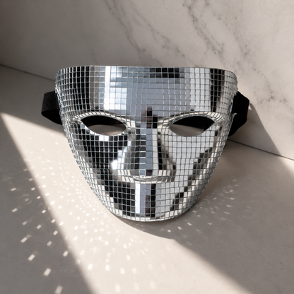 Masque Mosaïque Effet Miroir Or ou Argent – Déguisement Soirée & Fête