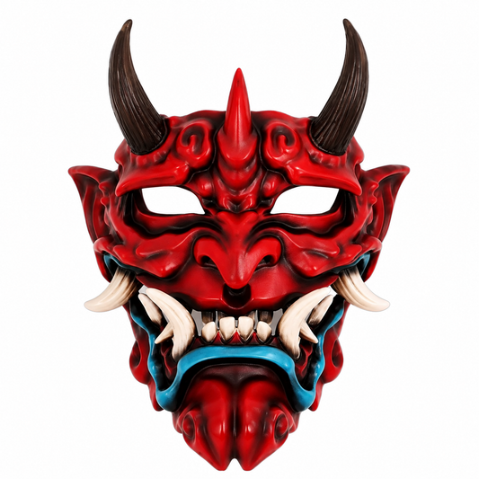 Masque Démon Rouge à Cornes – Déguisement Japonais