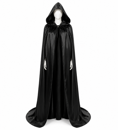Cape Noire Mystérieuse à Capuche – Déguisement Halloween & Sorcier