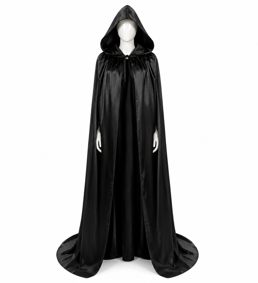 Cape Noire Mystérieuse à Capuche – Déguisement Halloween & Sorcier