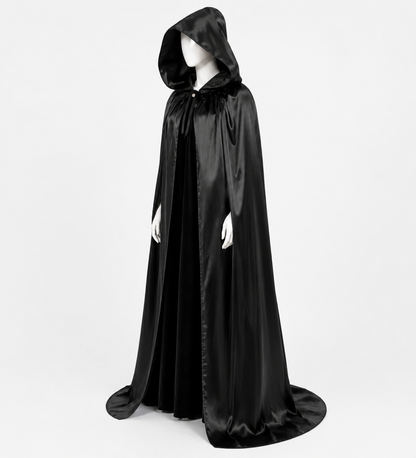 Cape Noire Mystérieuse à Capuche – Déguisement Halloween & Sorcier