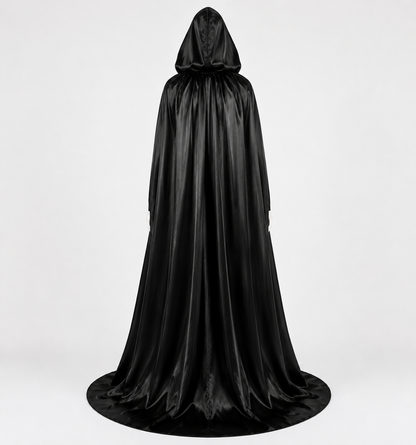 Cape Noire Mystérieuse à Capuche – Déguisement Halloween & Sorcier