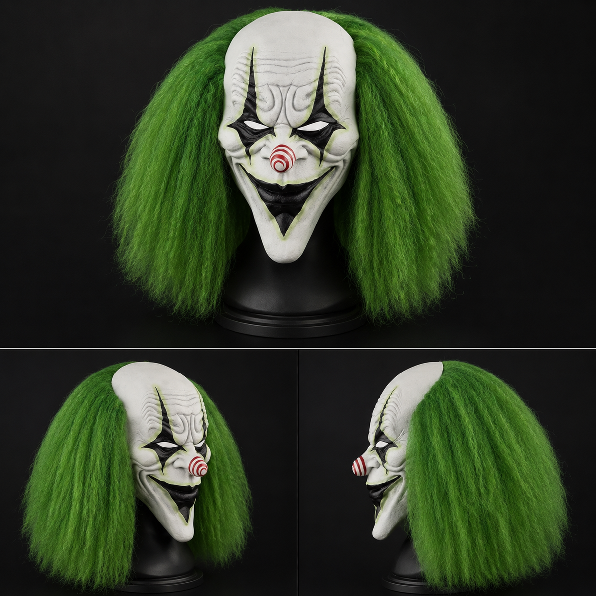 Masque de Clown Terrifiant aux Cheveux Verts – Déguisement Halloween