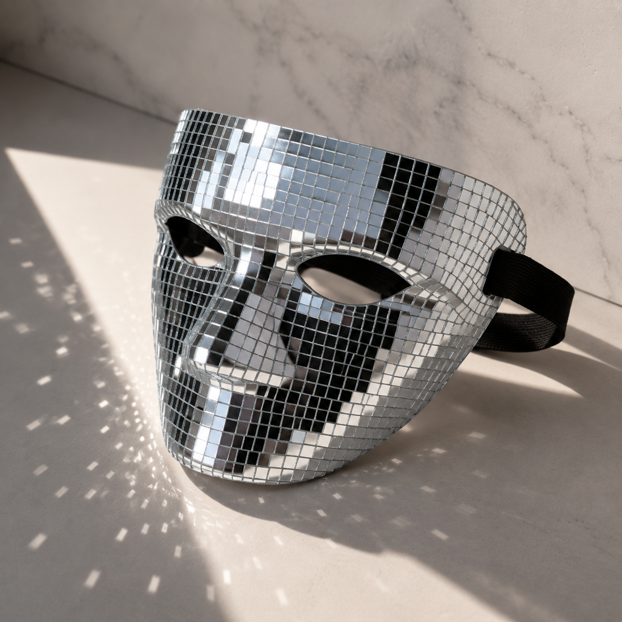 Masque Mosaïque Effet Miroir Or ou Argent – Déguisement Soirée & Fête