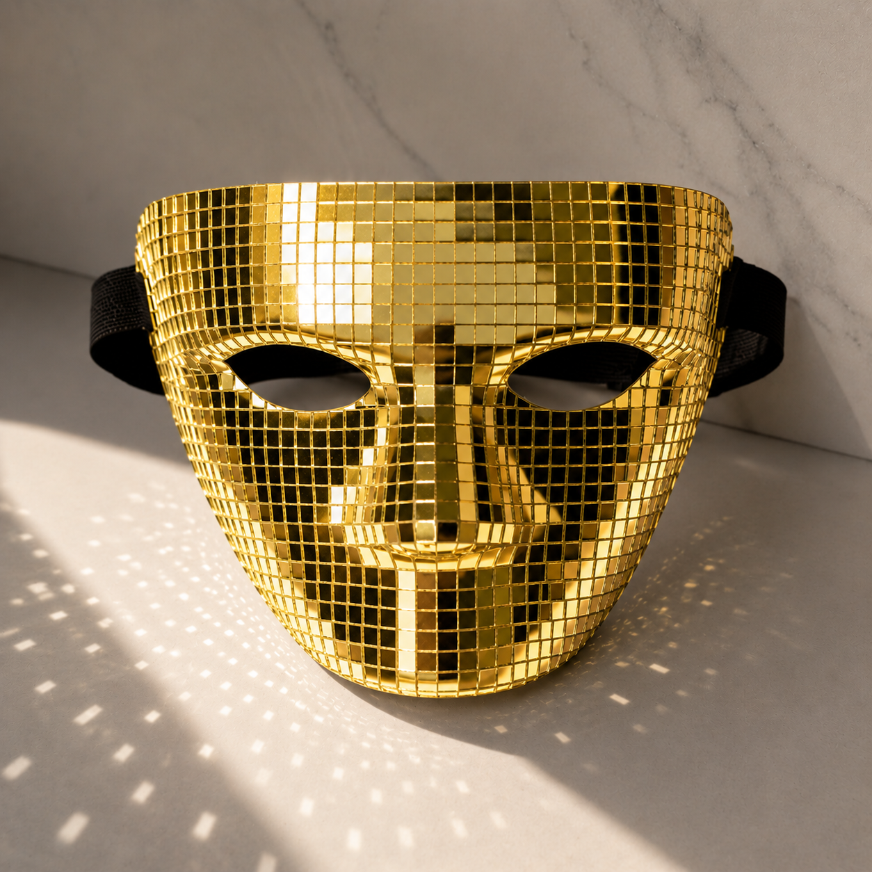 Masque Mosaïque Effet Miroir Or ou Argent – Déguisement Soirée & Fête