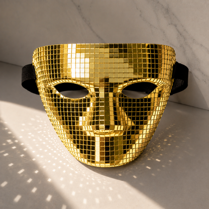 Masque Mosaïque Effet Miroir Or ou Argent – Déguisement Soirée & Fête