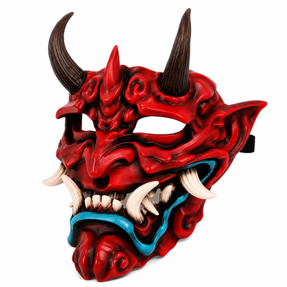 Masque Démon Rouge à Cornes – Déguisement Japonais