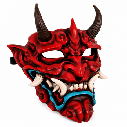 Masque Démon Rouge à Cornes – Déguisement Japonais