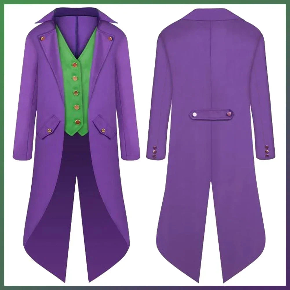 Costume de Super Méchant du Film Joker, Déguisement de Cosplay, Veste de Smoking Nette Glacée, pour Adulte, Enfant, Homme, Fantaisie