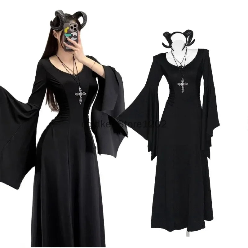 Robe Sorcière Reine Maléfique Gothique Longue