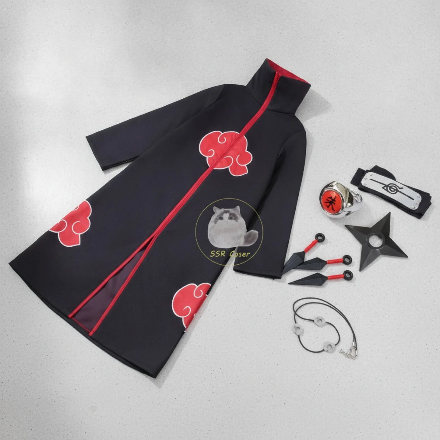 Costume Cosplay Akatsuki Itachi Uchiha - Cape & Bandeau