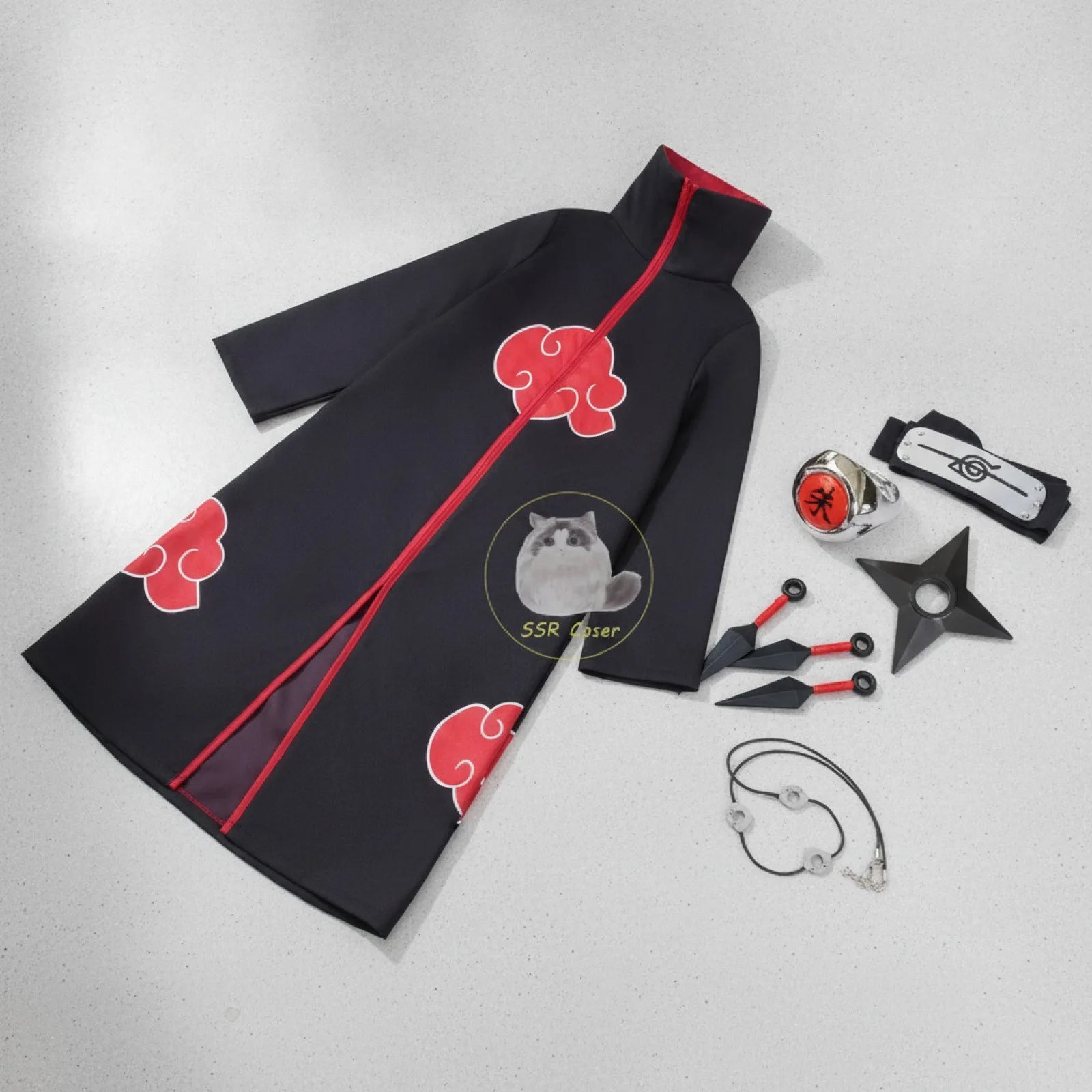 Costume Cosplay Akatsuki Itachi Uchiha - Cape & Bandeau
