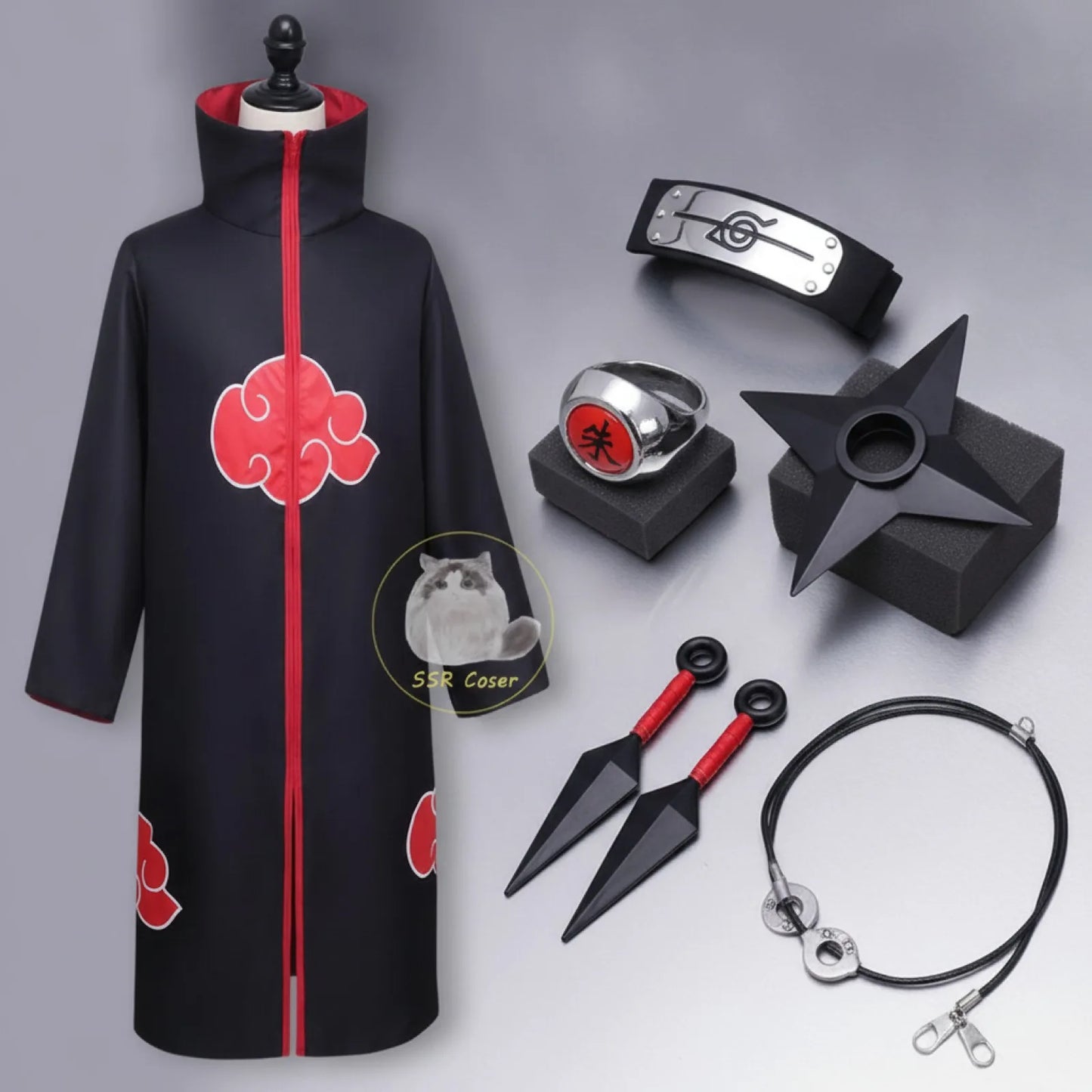 Costume Cosplay Akatsuki Itachi Uchiha - Cape & Bandeau