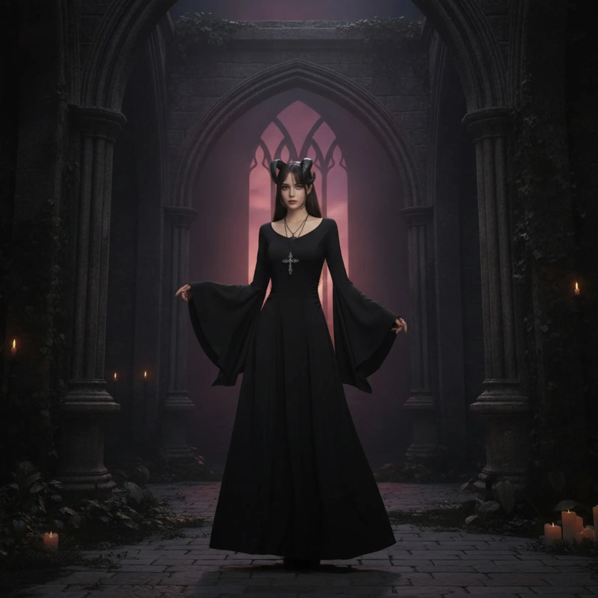 Robe Sorcière Reine Maléfique Gothique Longue