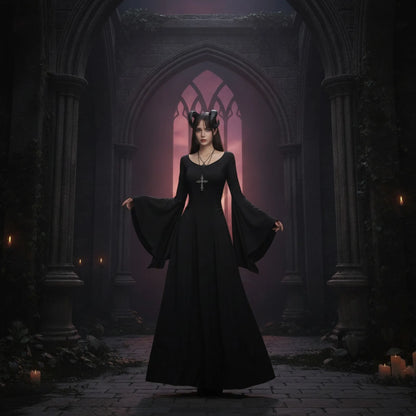 Robe Sorcière Reine Maléfique Gothique Longue