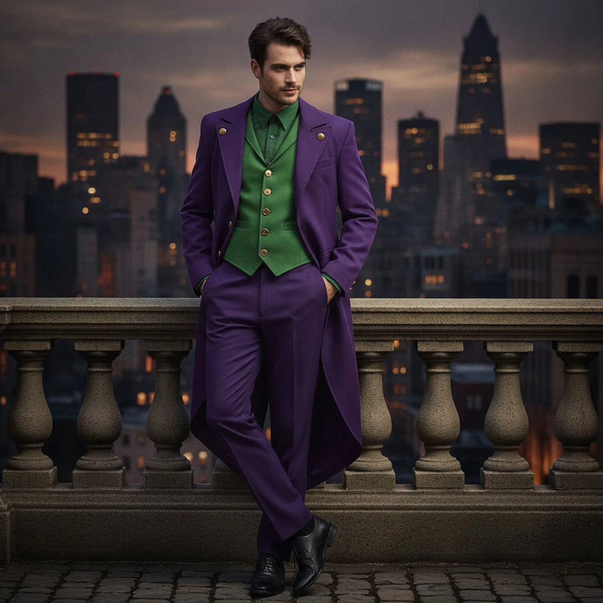 Costume de Super Méchant du Film Joker, Déguisement de Cosplay, Veste de Smoking Nette Glacée, pour Adulte, Enfant, Homme, Fantaisie